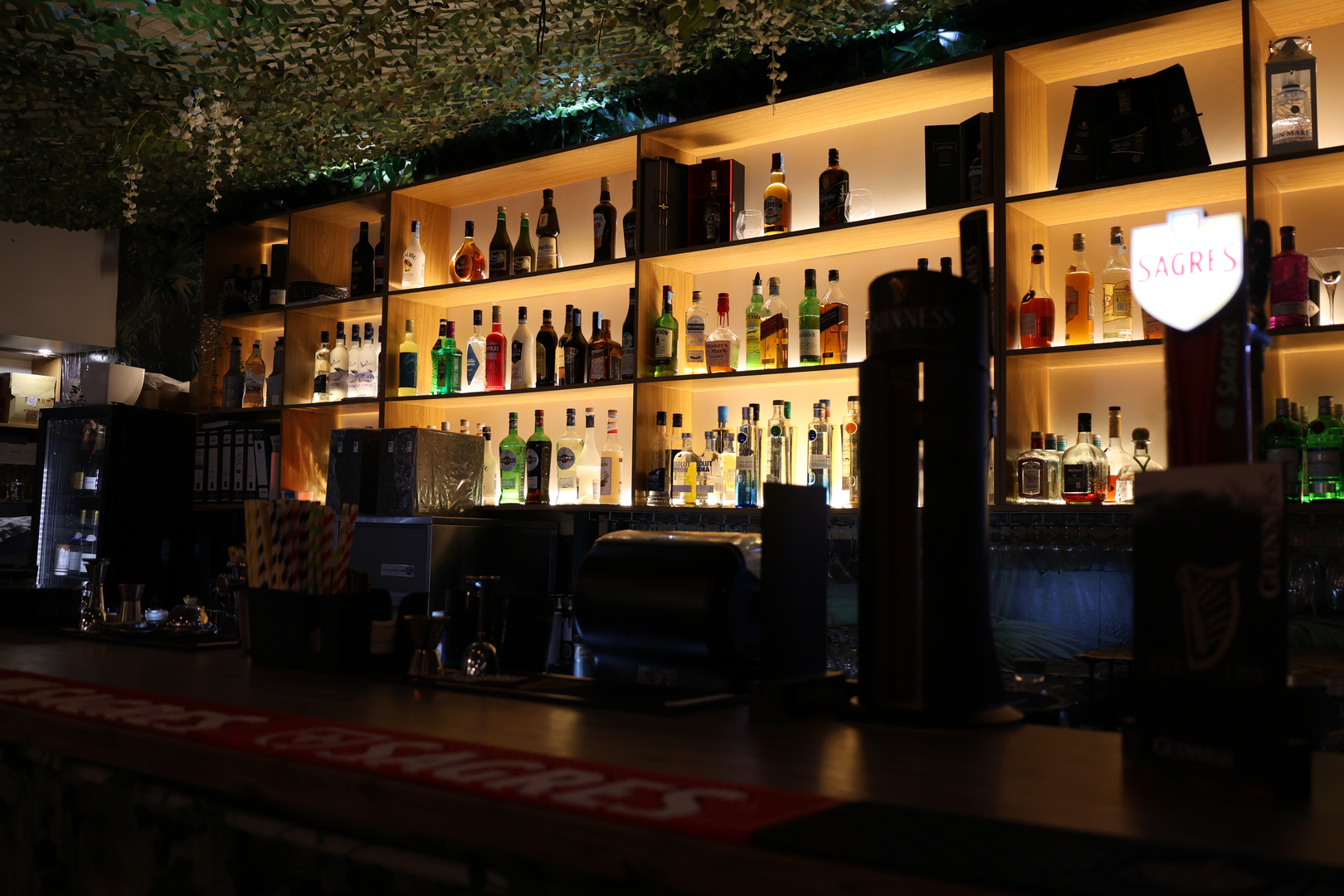 Stylish bar area for cocktails